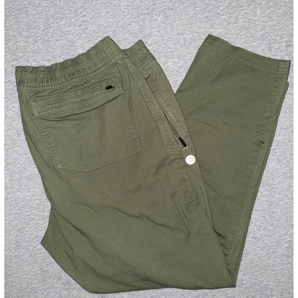 LL Bean Mens Olive Green Ripstop Utility Pants Size XL 38x30 Drawstring Hiking